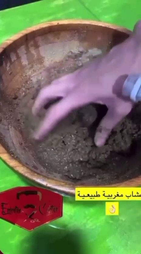 Natural Moroccan clay being mixed for the hammam
